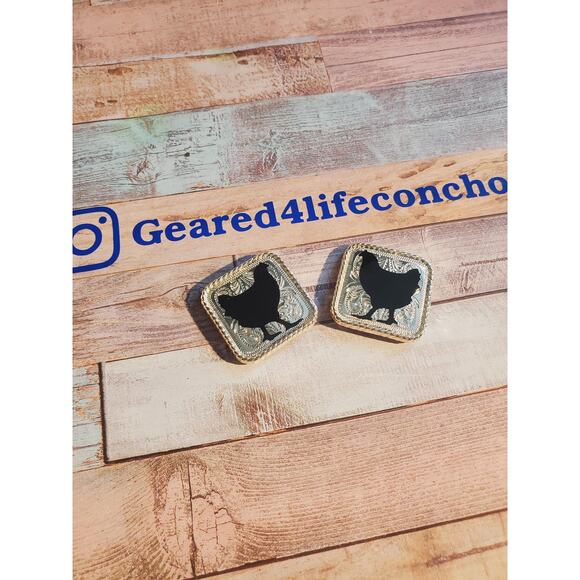 Chicken lover, crazy chicken lady , unique concho, saddle conchos, bridle saddle - Picture 3 of 5